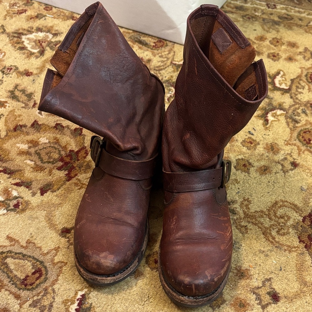 Frye Distressed Leather Ankle Booties